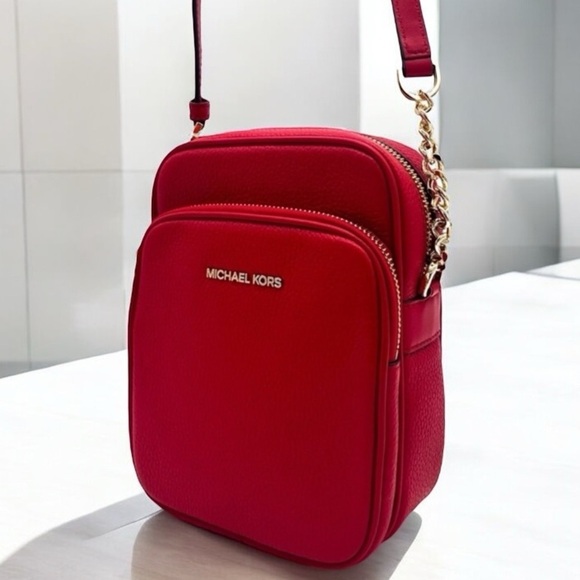 Michael Kors Handbags - Michael Kors Medium NS Chain Xbody Bag Red/Gold (NWT)